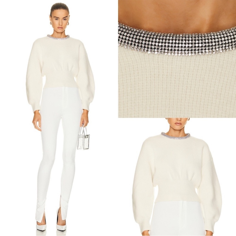 EUC Alexander Wang Crystal Tubular Necklace Sweater In Ivory